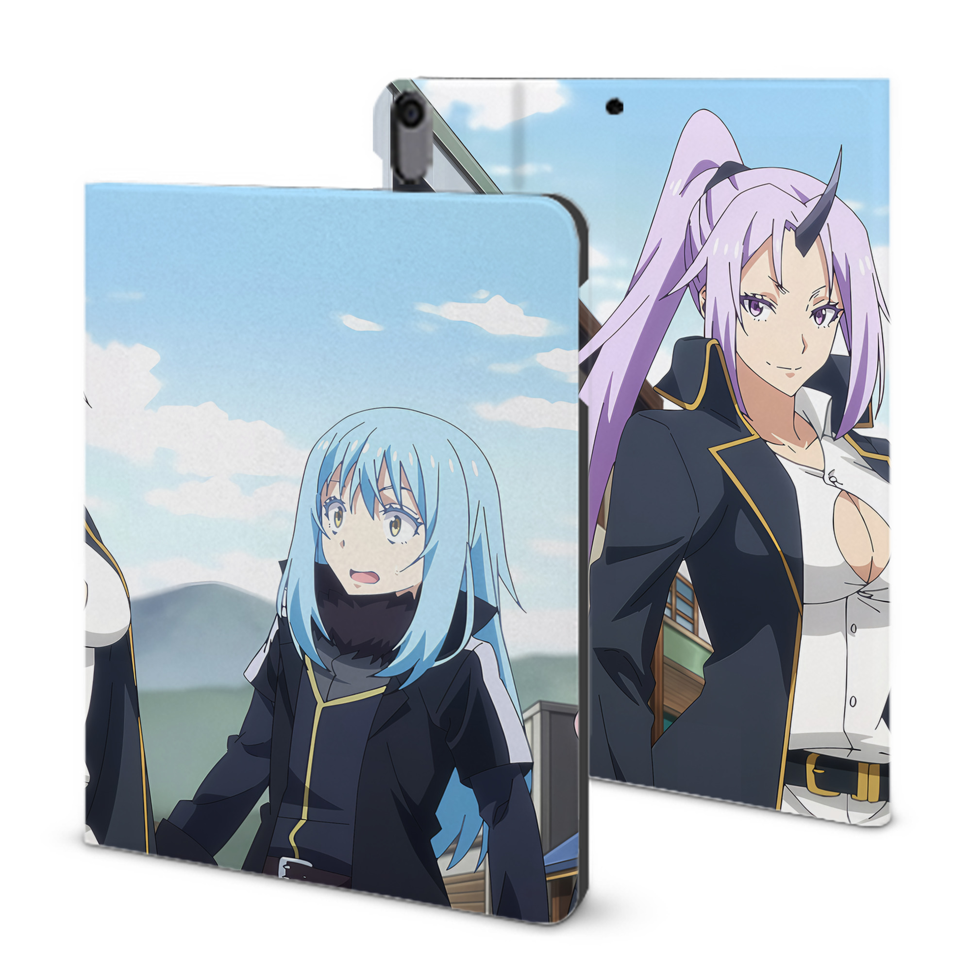 （画像用） 転スラ Regarding Reincarnated to Slime IPad ケース ブック型 PUレザー TPU 耐衝撃 軽量 薄型 ペン収納なし 全面保護 IPad 各モデル対応